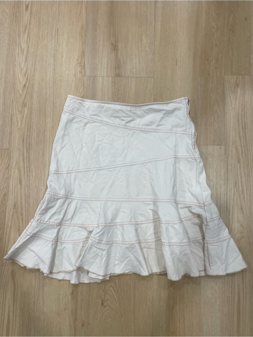 Urban Outfitters cream cotton midi skirt with tiered hem Size M